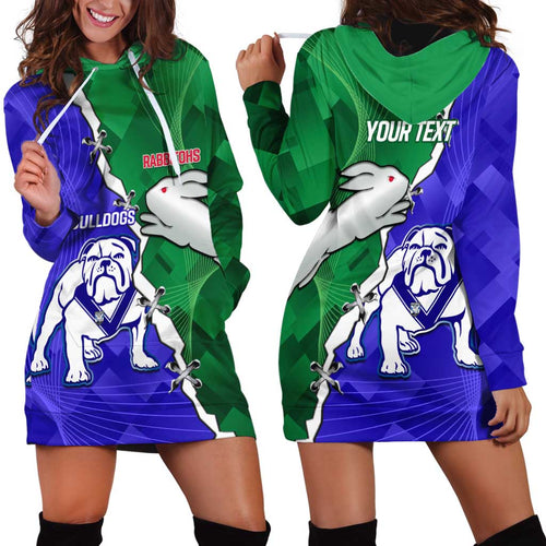 Personalised Rabbitohs and Bulldogs Hoodie Dress Dynamic Sporty Version