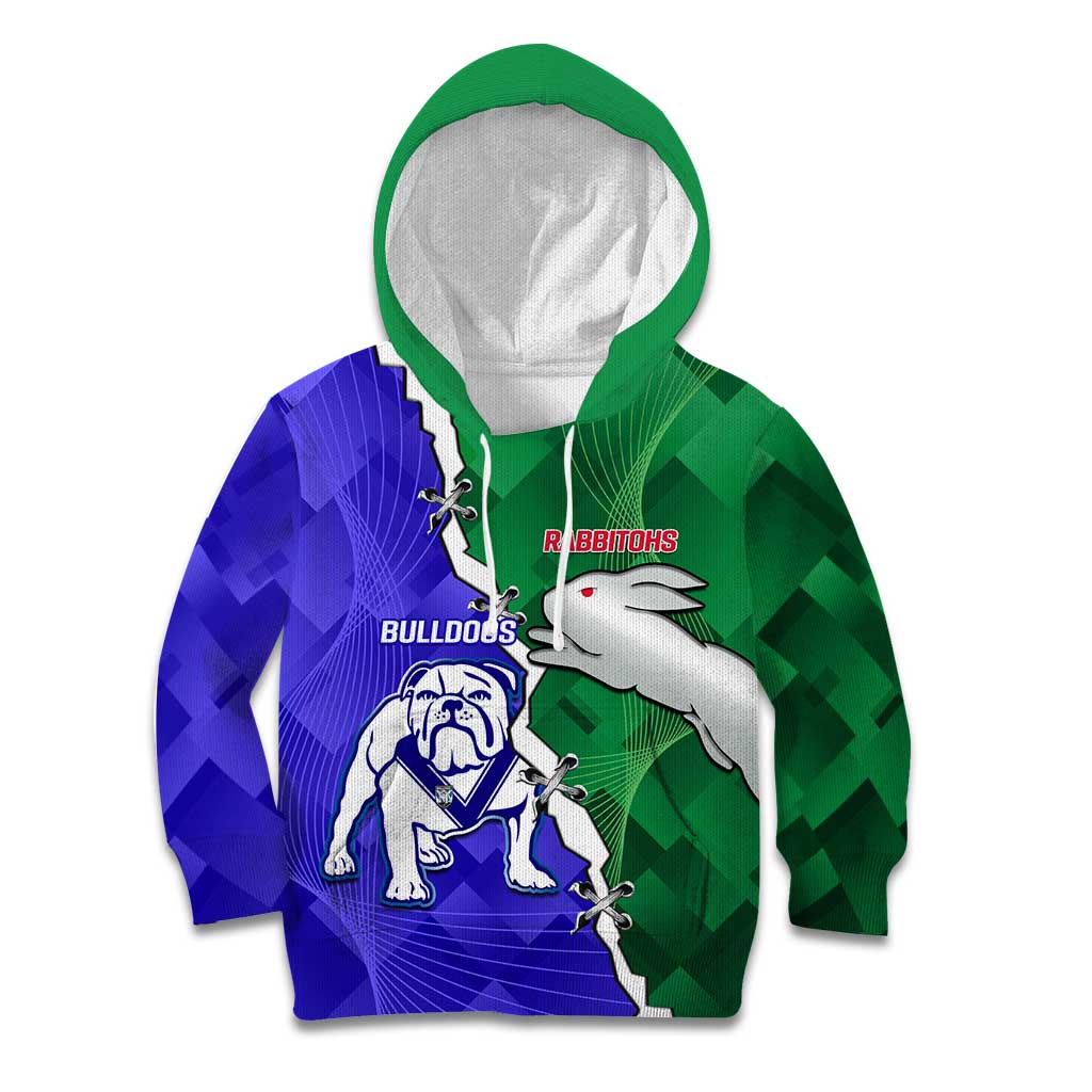Personalised Rabbitohs and Bulldogs Kid Hoodie Dynamic Sporty Version