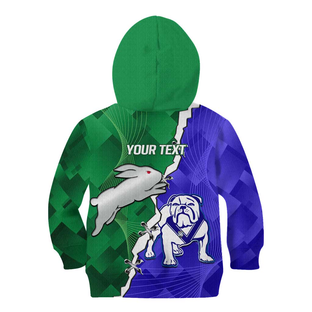 Personalised Rabbitohs and Bulldogs Kid Hoodie Dynamic Sporty Version