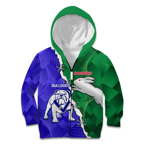 Personalised Rabbitohs and Bulldogs Kid Hoodie Dynamic Sporty Version