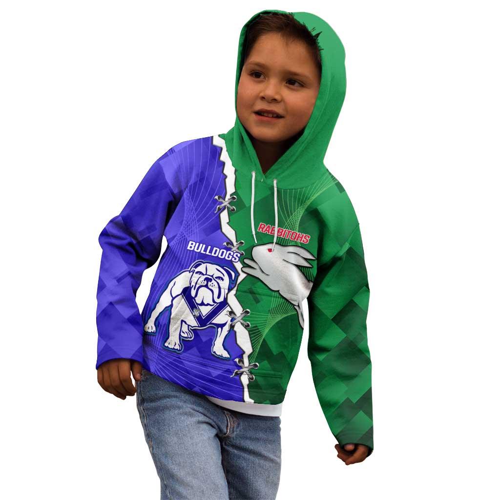 Personalised Rabbitohs and Bulldogs Kid Hoodie Dynamic Sporty Version