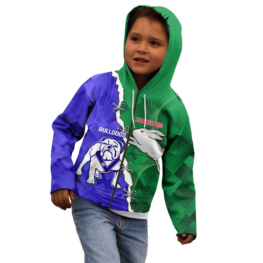 Personalised Rabbitohs and Bulldogs Kid Hoodie Dynamic Sporty Version
