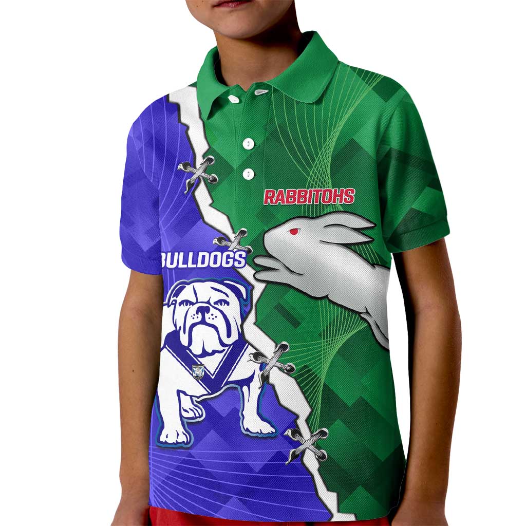 Personalised Rabbitohs and Bulldogs Kid Polo Shirt Dynamic Sporty Version