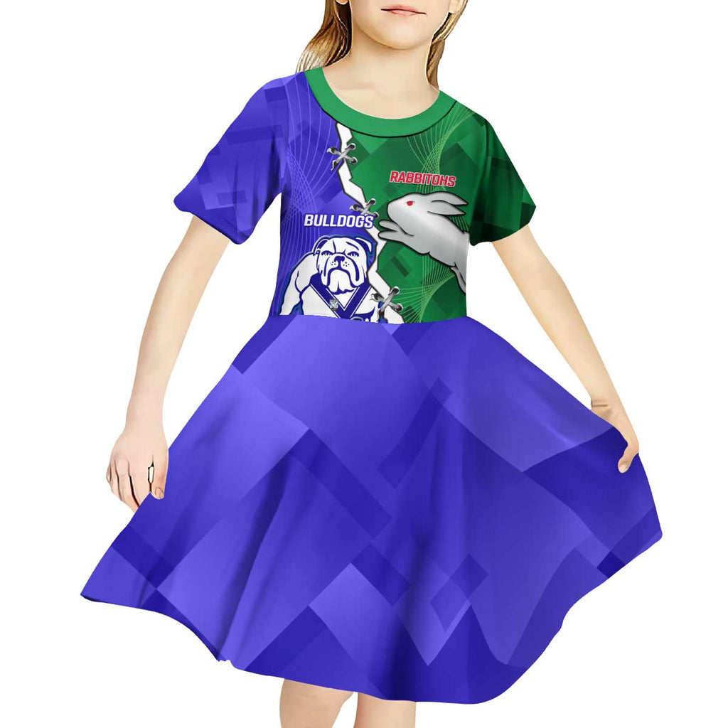 Personalised Rabbitohs and Bulldogs Kid Short Sleeve Dress Dynamic Sporty Version