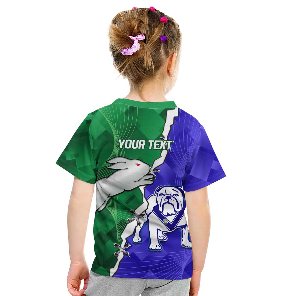 Personalised Rabbitohs and Bulldogs Kid T Shirt Dynamic Sporty Version