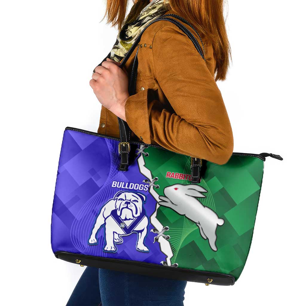 Rabbitohs and Bulldogs Leather Tote Bag Dynamic Sporty Version