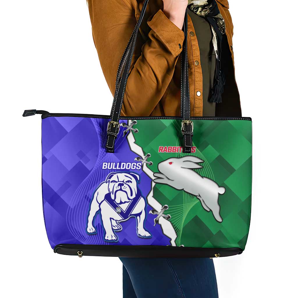 Rabbitohs and Bulldogs Leather Tote Bag Dynamic Sporty Version