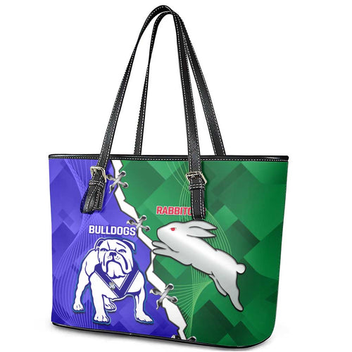 Rabbitohs and Bulldogs Leather Tote Bag Dynamic Sporty Version