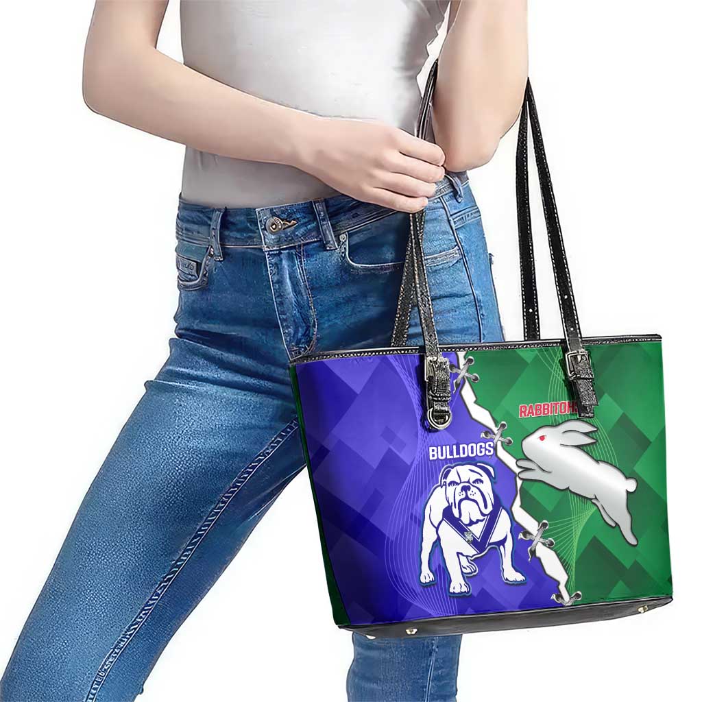 Rabbitohs and Bulldogs Leather Tote Bag Dynamic Sporty Version