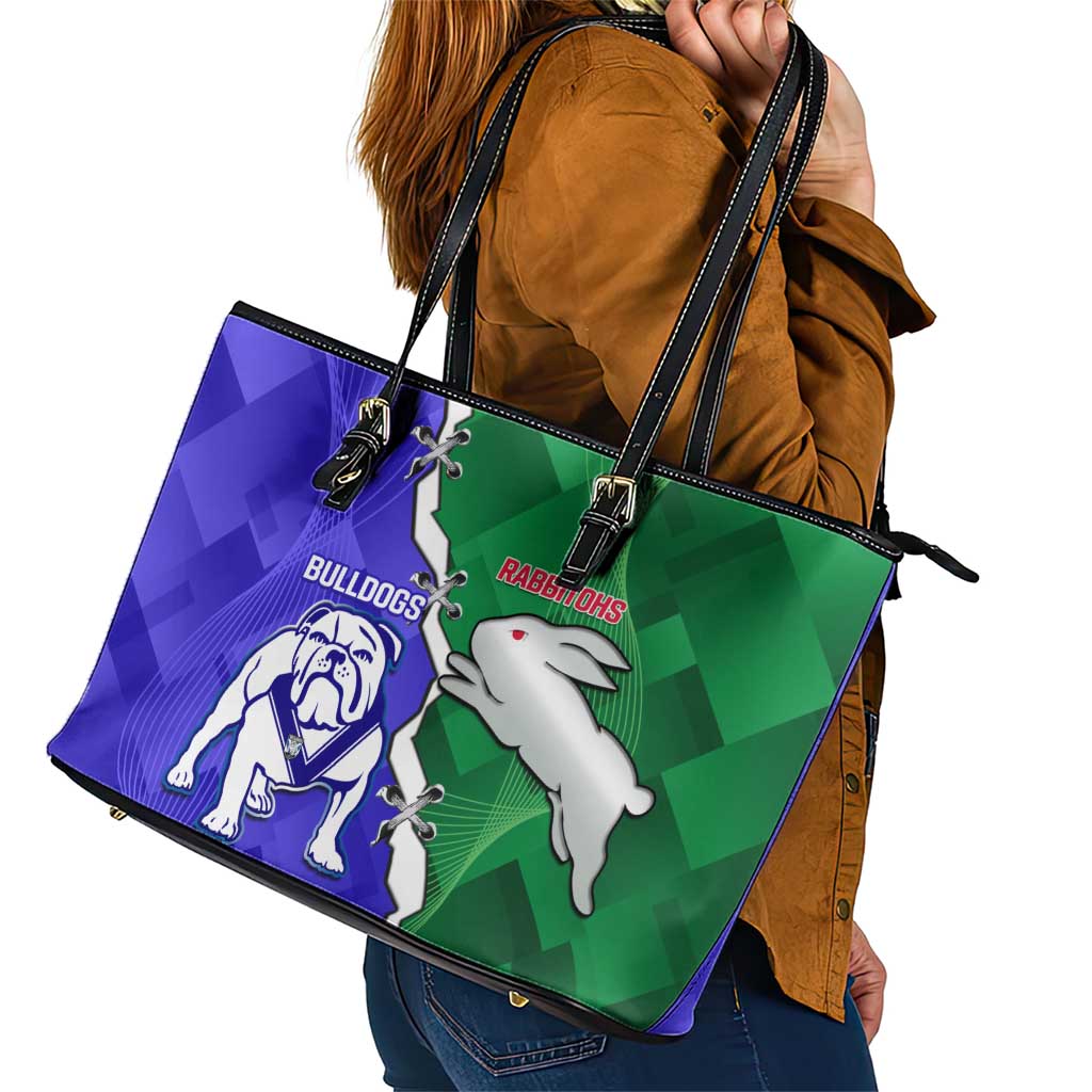 Rabbitohs and Bulldogs Leather Tote Bag Dynamic Sporty Version