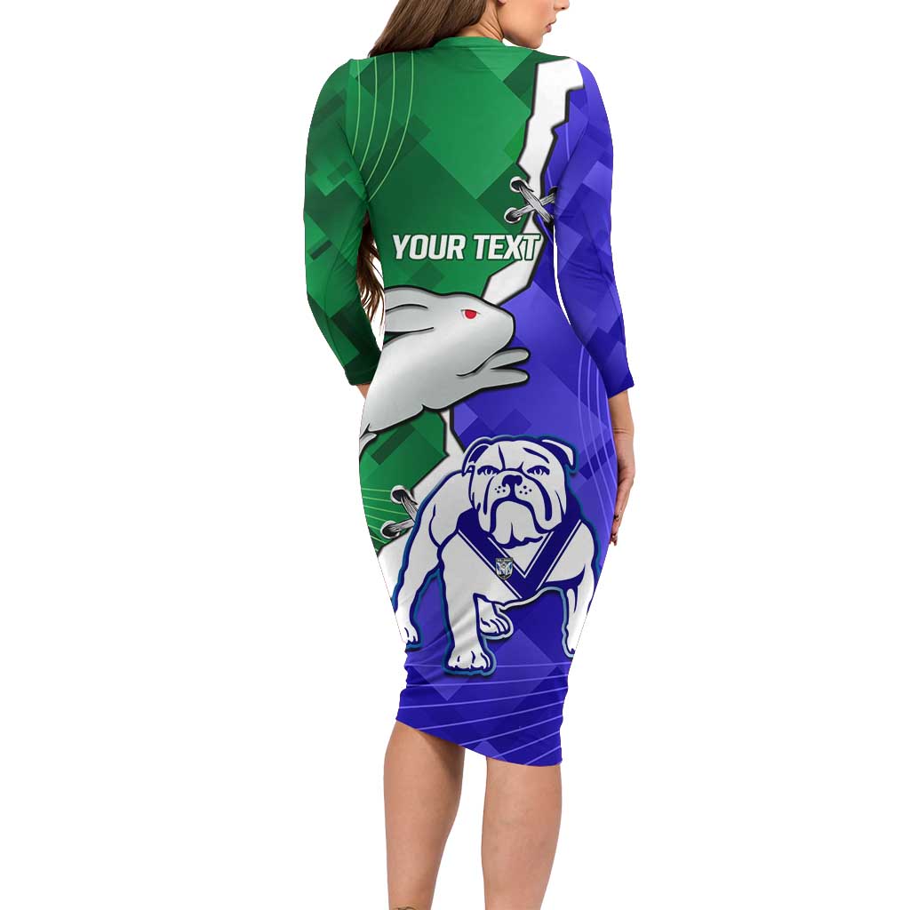 Personalised Rabbitohs and Bulldogs Long Sleeve Bodycon Dress Dynamic Sporty Version