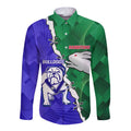 Personalised Rabbitohs and Bulldogs Long Sleeve Button Shirt Dynamic Sporty Version
