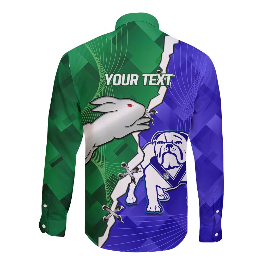Personalised Rabbitohs and Bulldogs Long Sleeve Button Shirt Dynamic Sporty Version