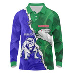 Personalised Rabbitohs and Bulldogs Long Sleeve Polo Shirt Dynamic Sporty Version