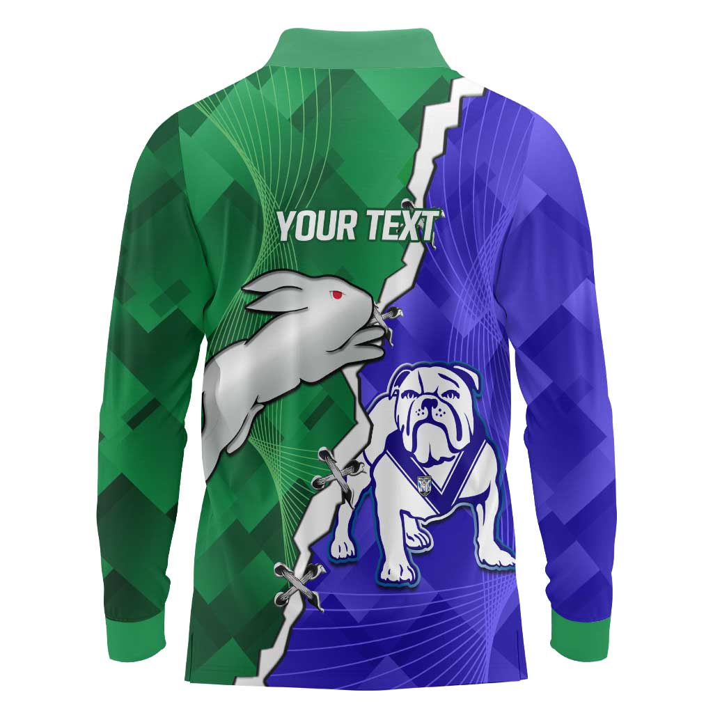 Personalised Rabbitohs and Bulldogs Long Sleeve Polo Shirt Dynamic Sporty Version