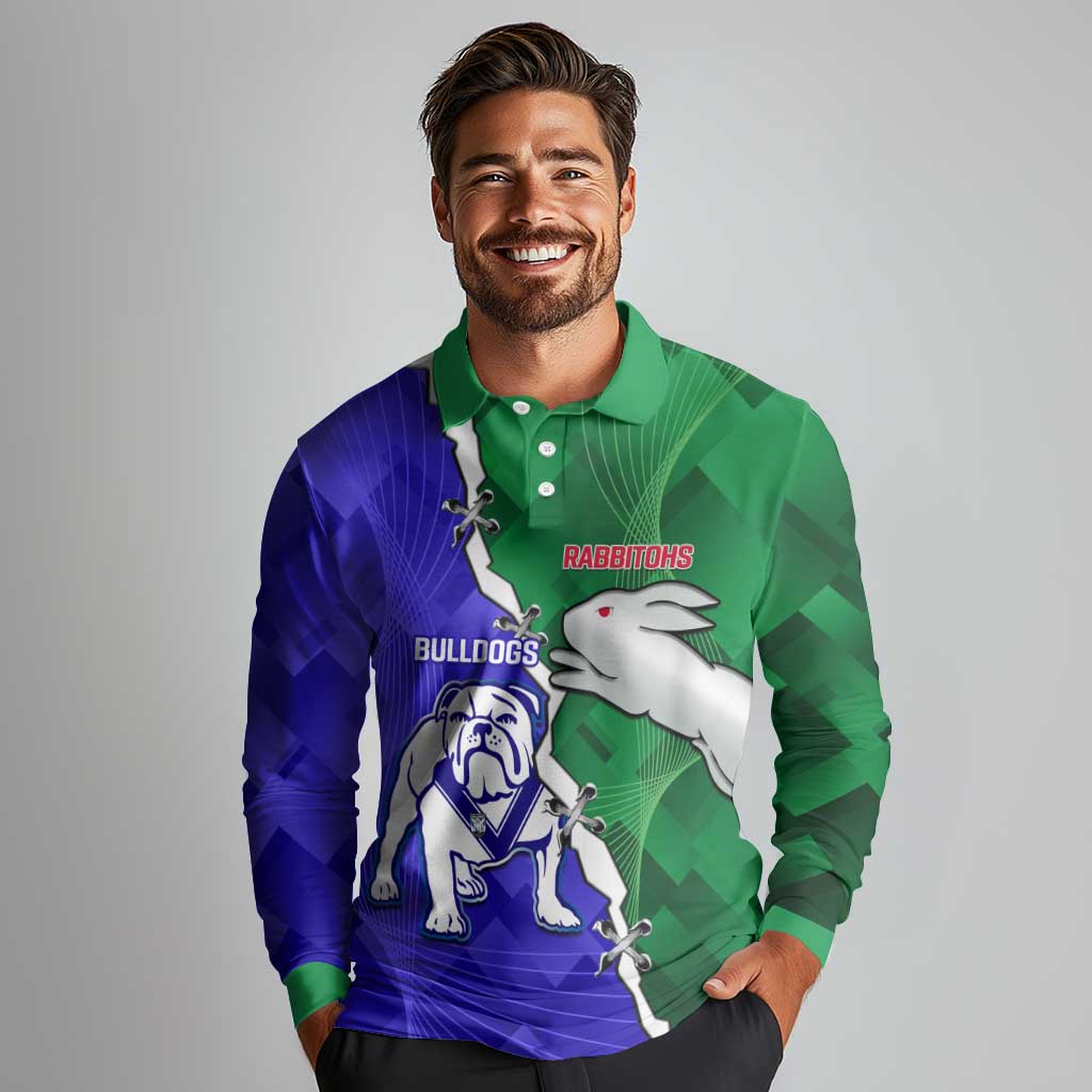 Personalised Rabbitohs and Bulldogs Long Sleeve Polo Shirt Dynamic Sporty Version