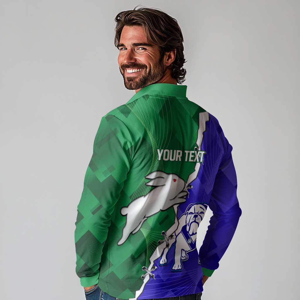 Personalised Rabbitohs and Bulldogs Long Sleeve Polo Shirt Dynamic Sporty Version