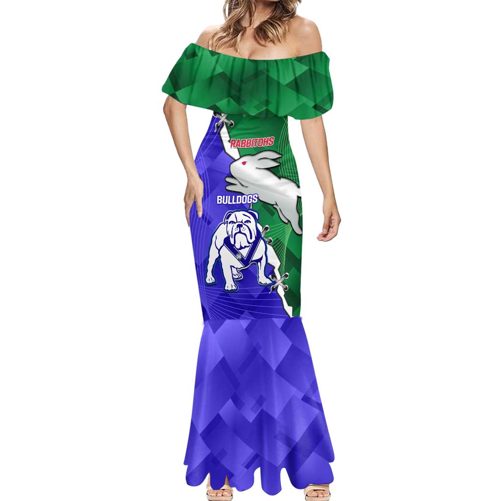 Personalised Rabbitohs and Bulldogs Mermaid Dress Dynamic Sporty Version