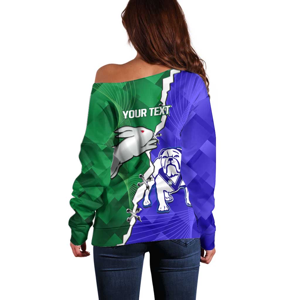 Personalised Rabbitohs and Bulldogs Off Shoulder Sweater Dynamic Sporty Version