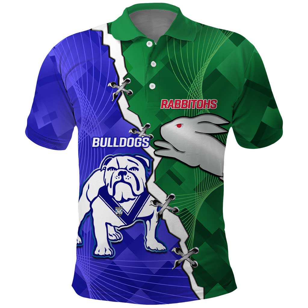 Personalised Rabbitohs and Bulldogs Polo Shirt Dynamic Sporty Version