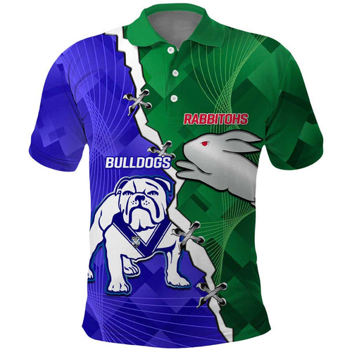 Personalised Rabbitohs and Bulldogs Polo Shirt Dynamic Sporty Version