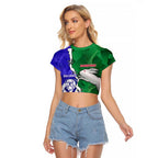 Personalised Rabbitohs and Bulldogs Raglan Cropped T Shirt Dynamic Sporty Version