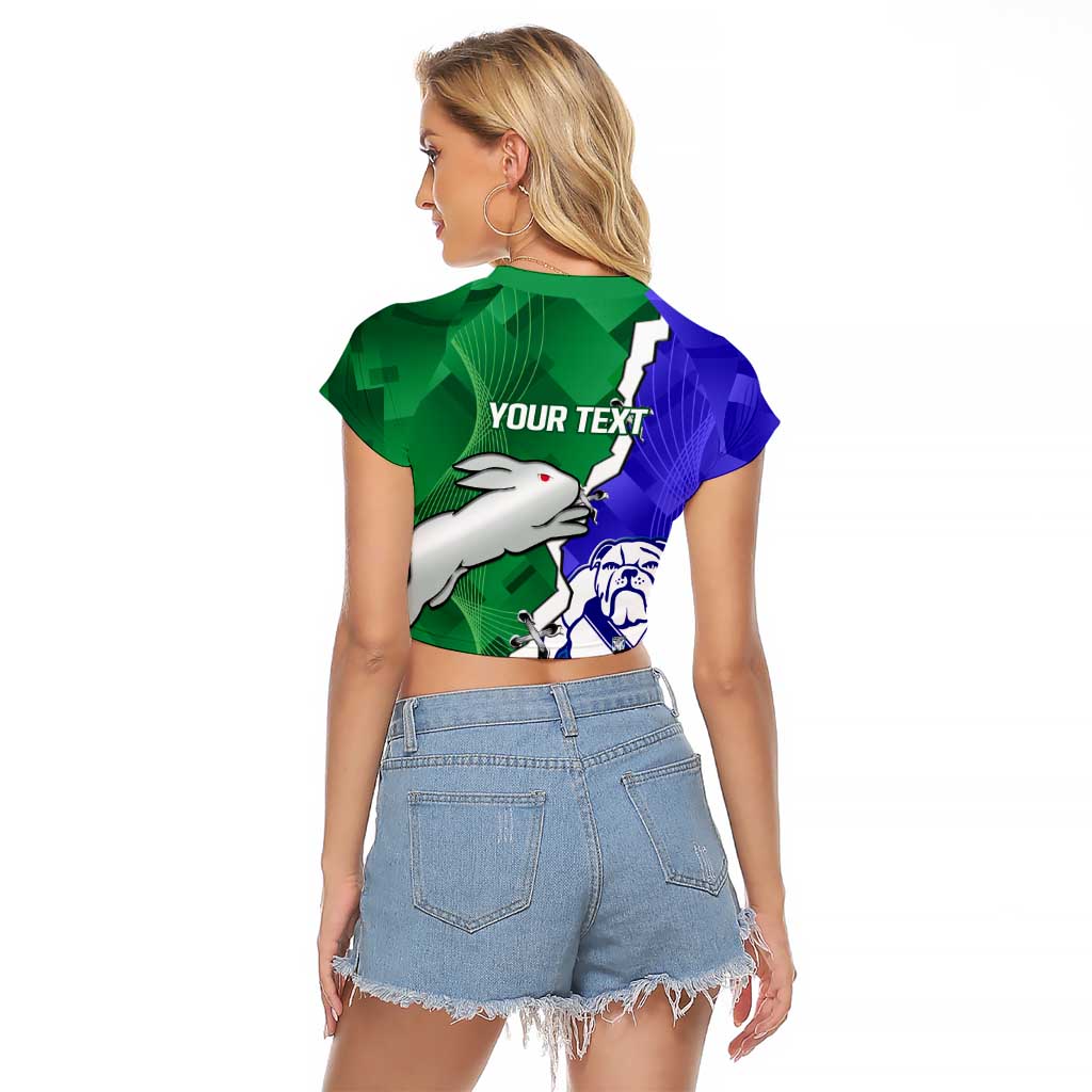 Personalised Rabbitohs and Bulldogs Raglan Cropped T Shirt Dynamic Sporty Version