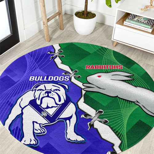 Rabbitohs and Bulldogs Round Carpet Dynamic Sporty Version
