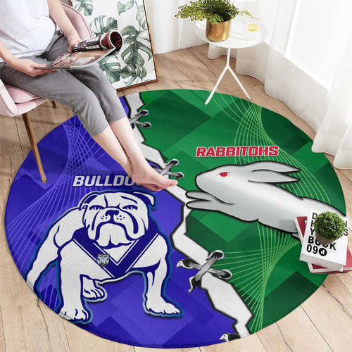 Rabbitohs and Bulldogs Round Carpet Dynamic Sporty Version