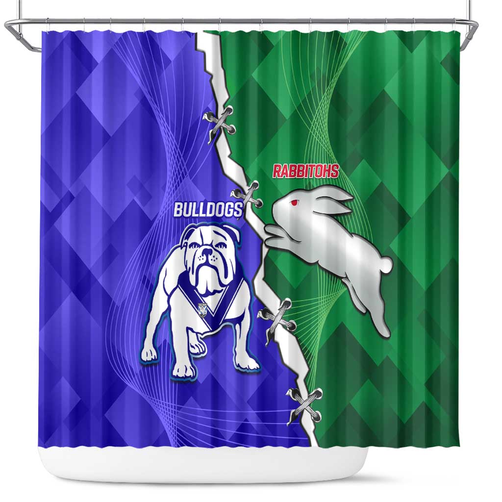 Rabbitohs and Bulldogs Shower Curtain Dynamic Sporty Version