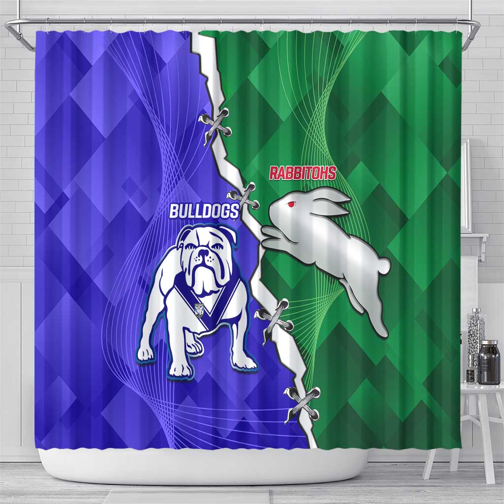 Rabbitohs and Bulldogs Shower Curtain Dynamic Sporty Version