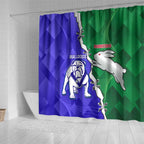 Rabbitohs and Bulldogs Shower Curtain Dynamic Sporty Version