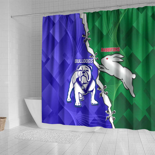 Rabbitohs and Bulldogs Shower Curtain Dynamic Sporty Version