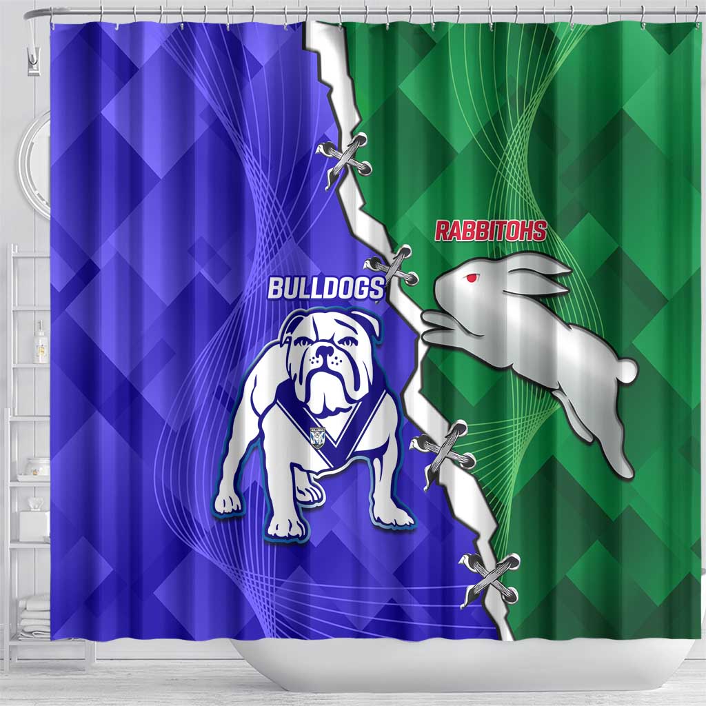 Rabbitohs and Bulldogs Shower Curtain Dynamic Sporty Version