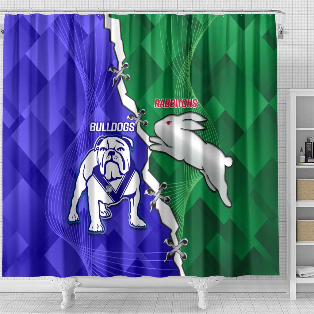 Rabbitohs and Bulldogs Shower Curtain Dynamic Sporty Version