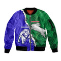 Personalised Rabbitohs and Bulldogs Sleeve Zip Bomber Jacket Dynamic Sporty Version