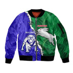 Personalised Rabbitohs and Bulldogs Sleeve Zip Bomber Jacket Dynamic Sporty Version