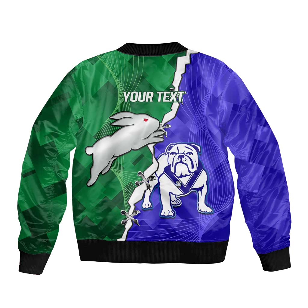 Personalised Rabbitohs and Bulldogs Sleeve Zip Bomber Jacket Dynamic Sporty Version