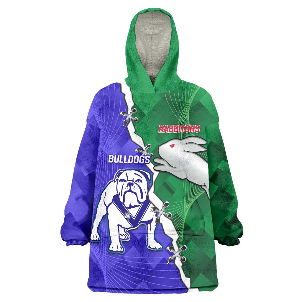 Personalised Rabbitohs and Bulldogs Wearable Blanket Hoodie Dynamic Sporty Version