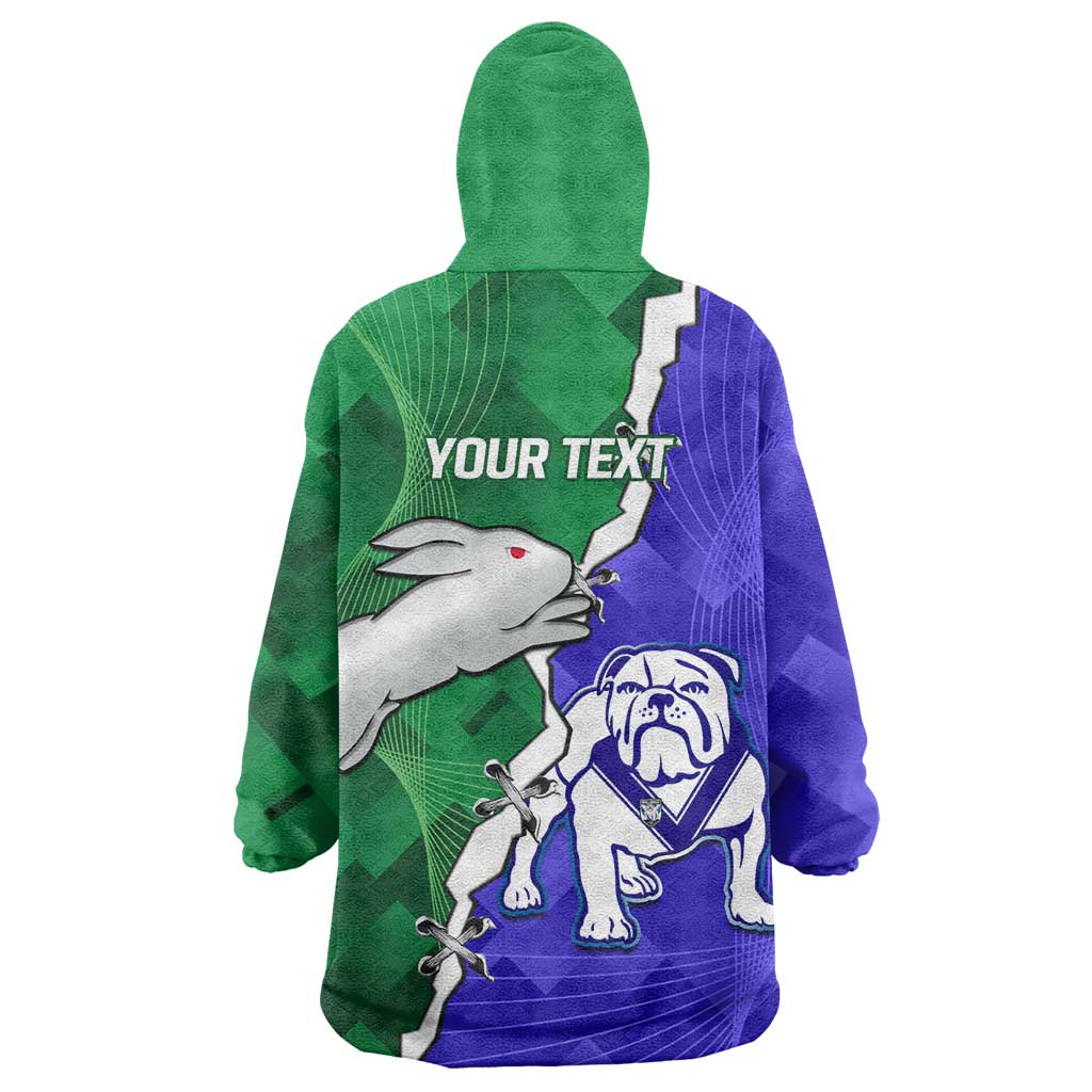 Personalised Rabbitohs and Bulldogs Wearable Blanket Hoodie Dynamic Sporty Version