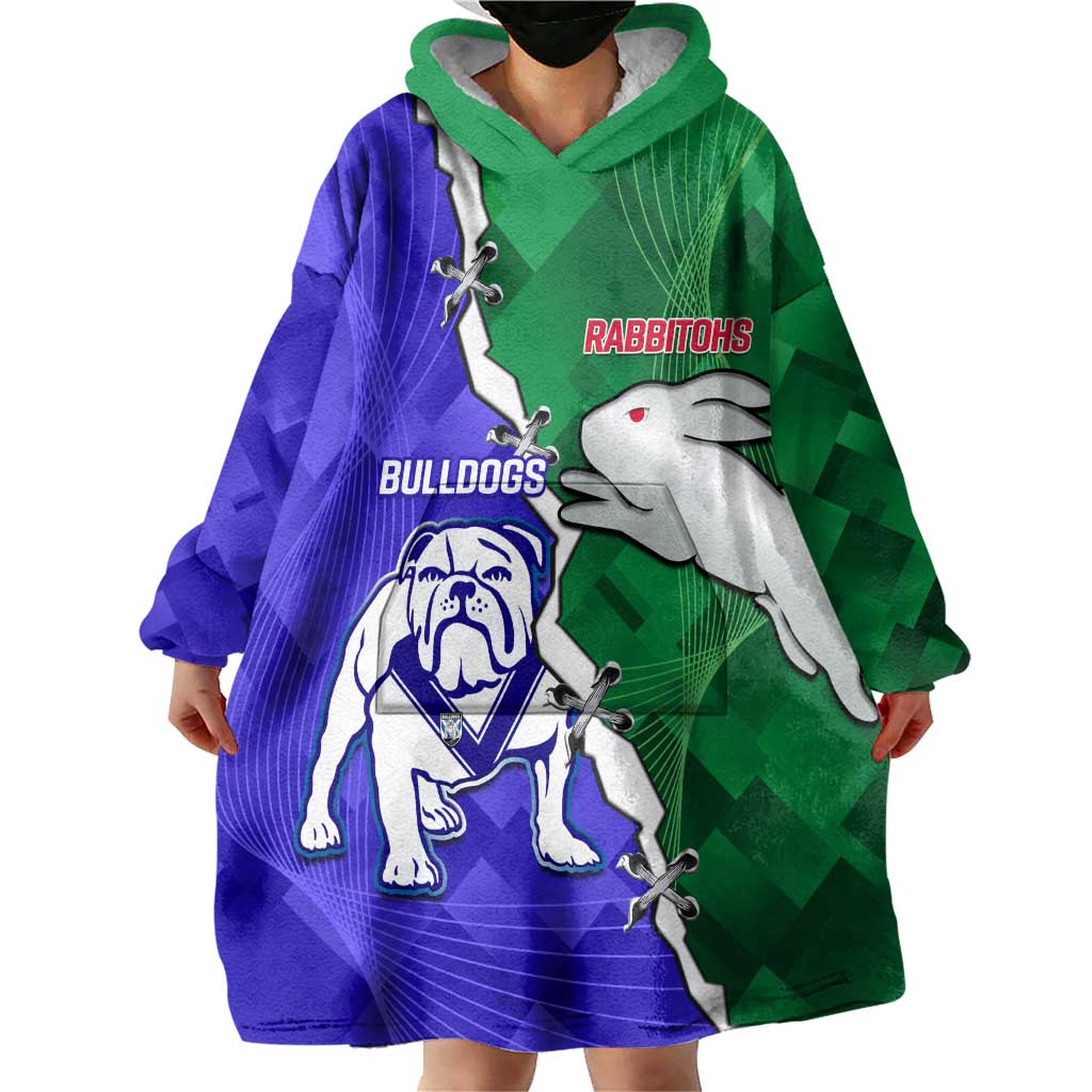 Personalised Rabbitohs and Bulldogs Wearable Blanket Hoodie Dynamic Sporty Version