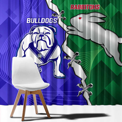 Rabbitohs and Bulldogs Window Curtain Dynamic Sporty Version