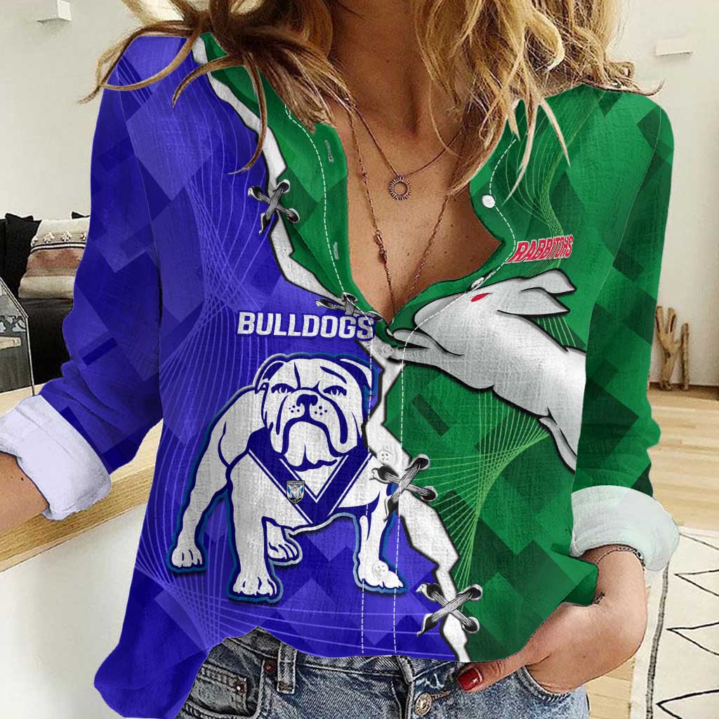 Personalised Rabbitohs and Bulldogs Women Casual Shirt Dynamic Sporty Version