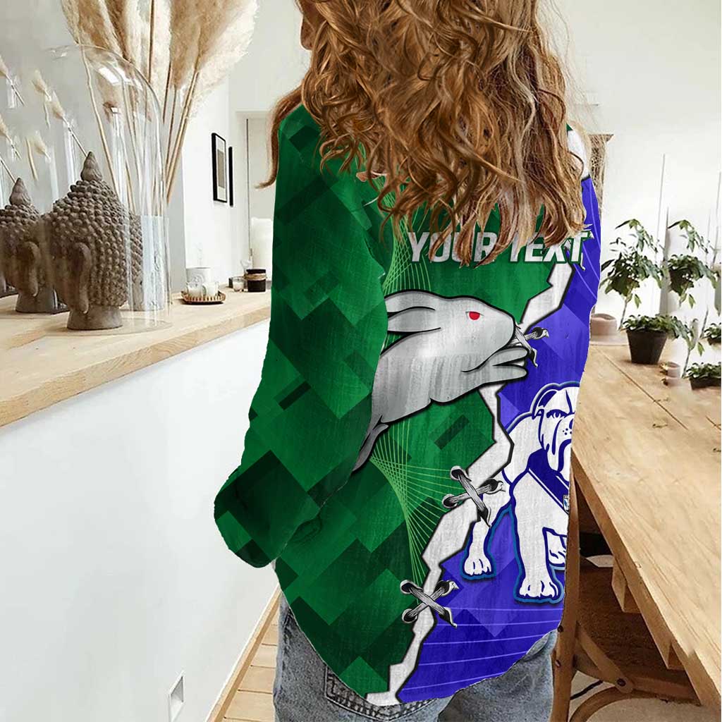 Personalised Rabbitohs and Bulldogs Women Casual Shirt Dynamic Sporty Version