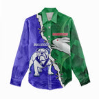 Personalised Rabbitohs and Bulldogs Women Casual Shirt Dynamic Sporty Version
