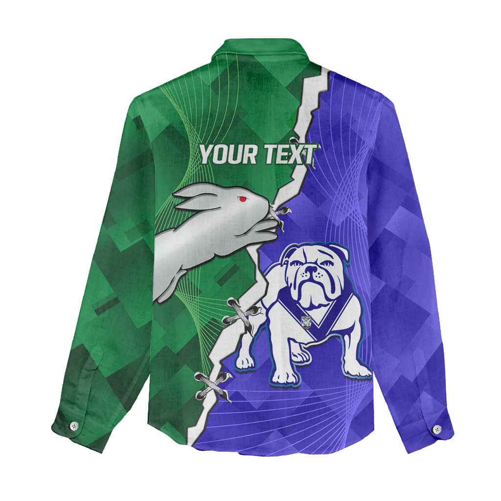 Personalised Rabbitohs and Bulldogs Women Casual Shirt Dynamic Sporty Version