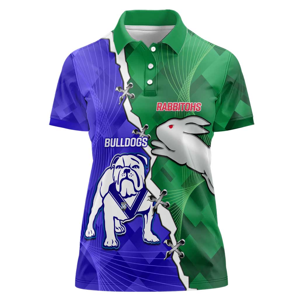 Personalised Rabbitohs and Bulldogs Women Polo Shirt Dynamic Sporty Version