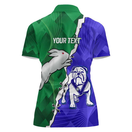 Personalised Rabbitohs and Bulldogs Women Polo Shirt Dynamic Sporty Version