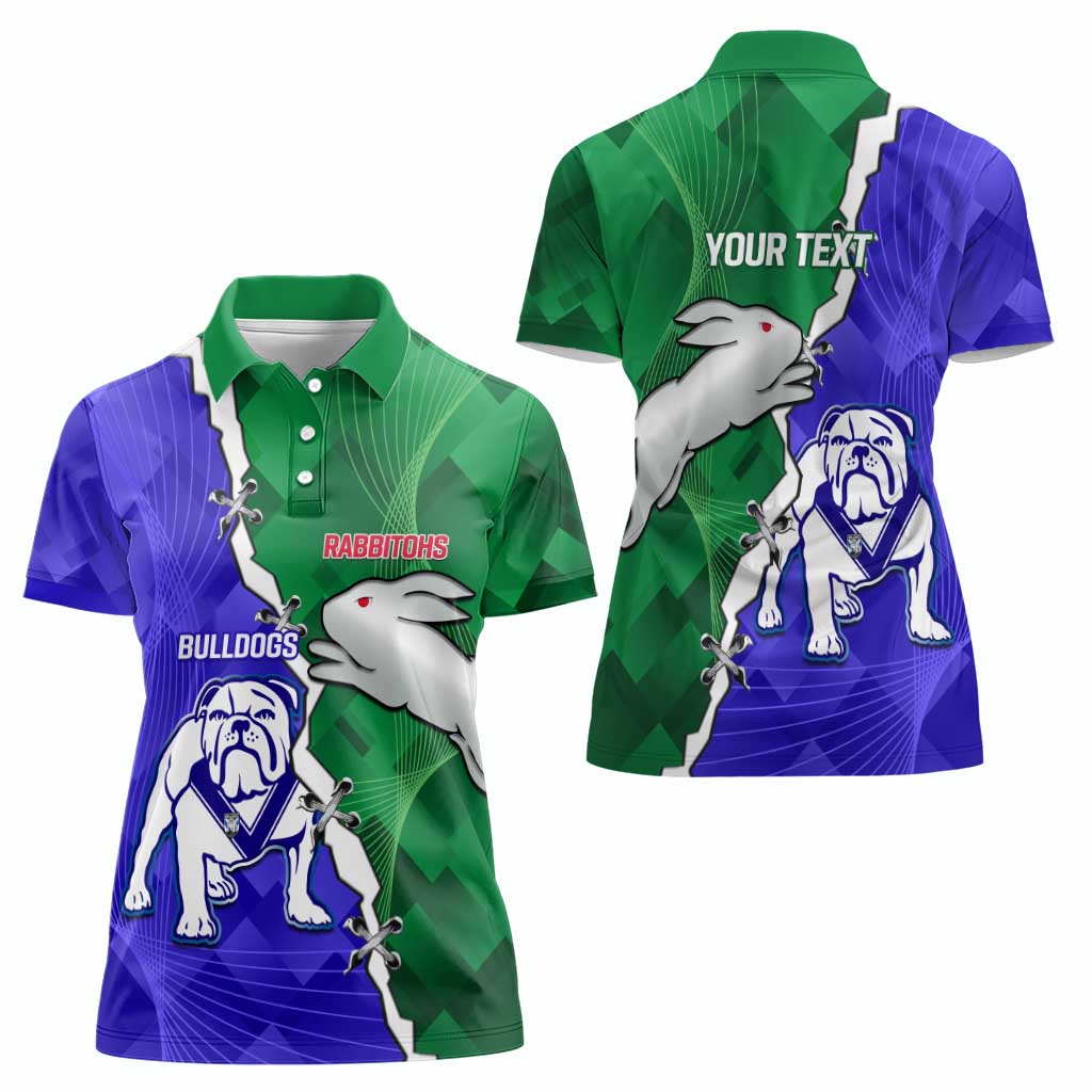 Personalised Rabbitohs and Bulldogs Women Polo Shirt Dynamic Sporty Version
