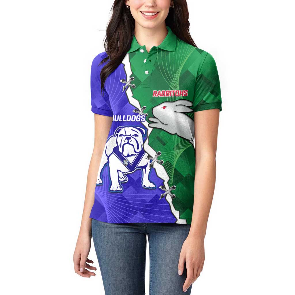 Personalised Rabbitohs and Bulldogs Women Polo Shirt Dynamic Sporty Version